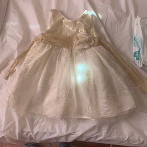 White and gold toddler dress